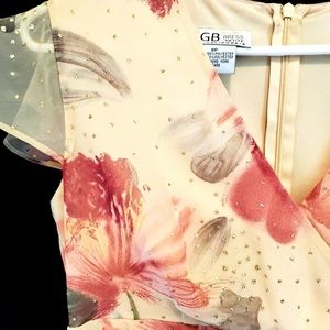 Vintage Floral Print and Glitter Midi Dress